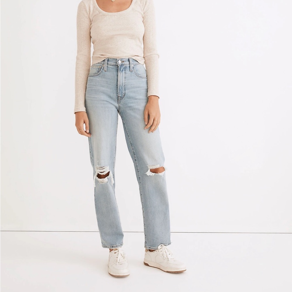 Madewell The Perfect Vintage Straight Jean: Knee-Rip Edition (size 31)